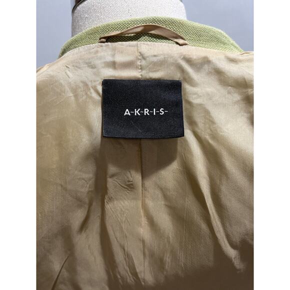 Akris Punto Green Linen Silk Blend Asymmetrical Button Blazer Jacket Size US 4 - Picture 5 of 12